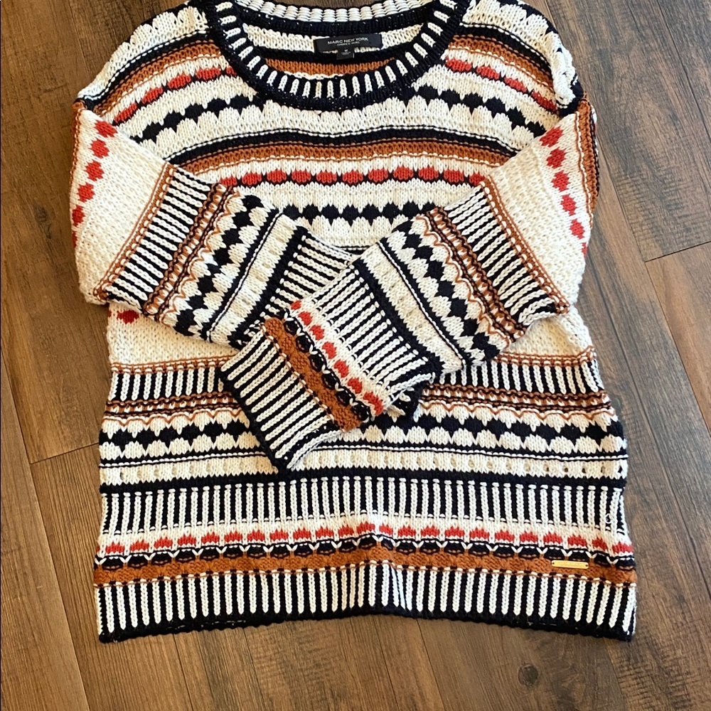 Marc New York Striped Sweater - Black, Red, Cream - Picture 15 of 17